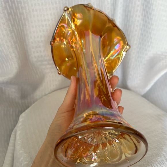 Jack in the Pulpit Marigold Morning Glory Carnival Glass Vase by Imperial Glass - Picture 11 of 16